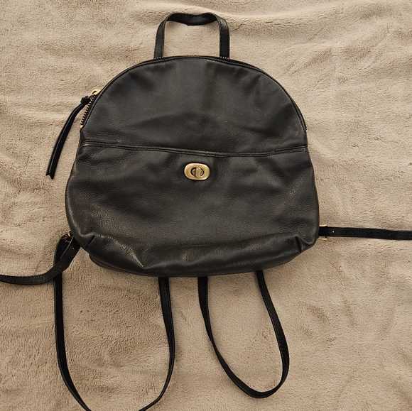 Margot Black Leather Backpack - Picture 1 of 9